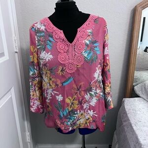 Spense Pink Floral Women's Blouse